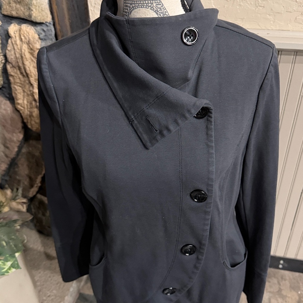 White House Black Market Charcoal Asymmetric Button Blazer - Picture 2 of 7